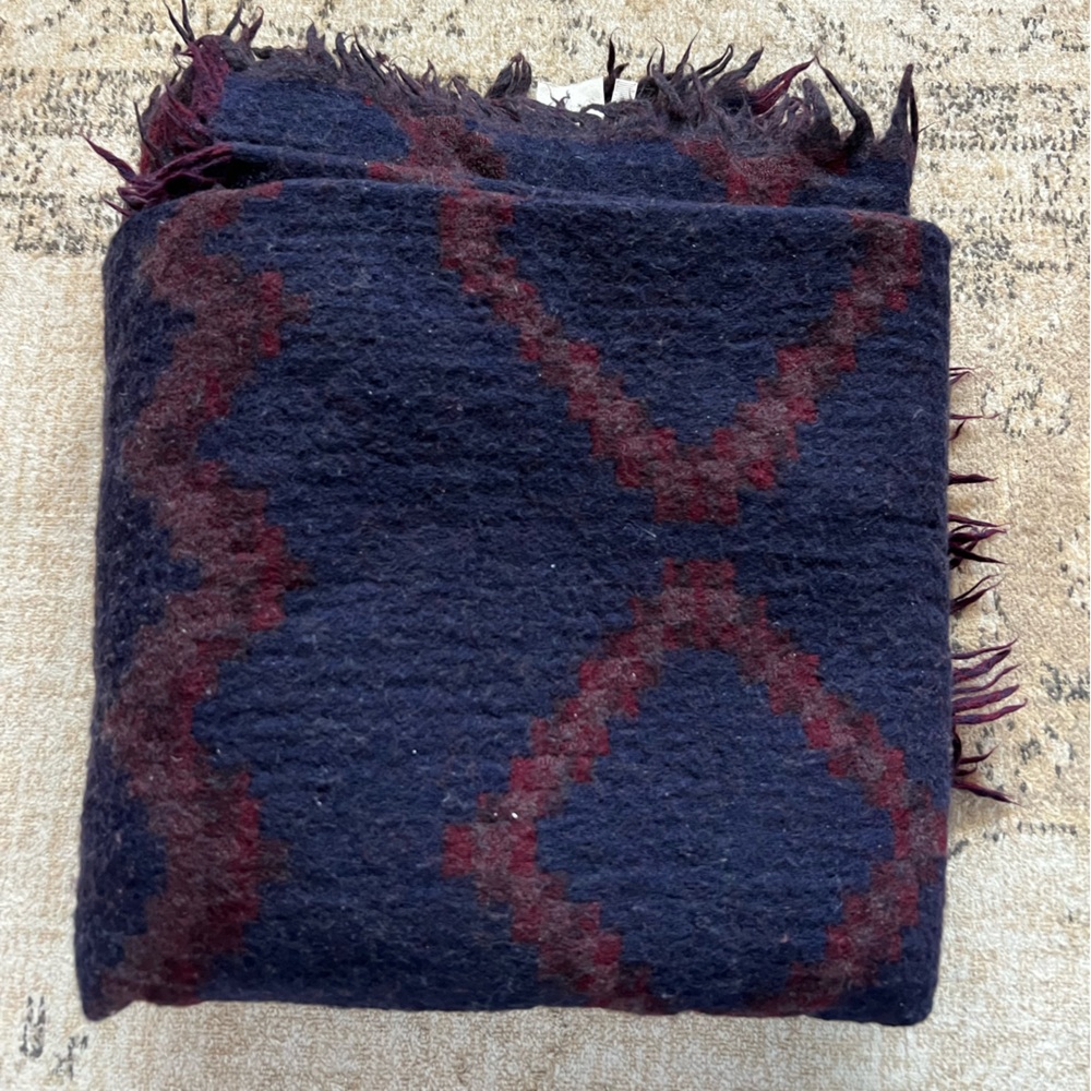Wilfred Burgundy and Navy Textured Blanket
